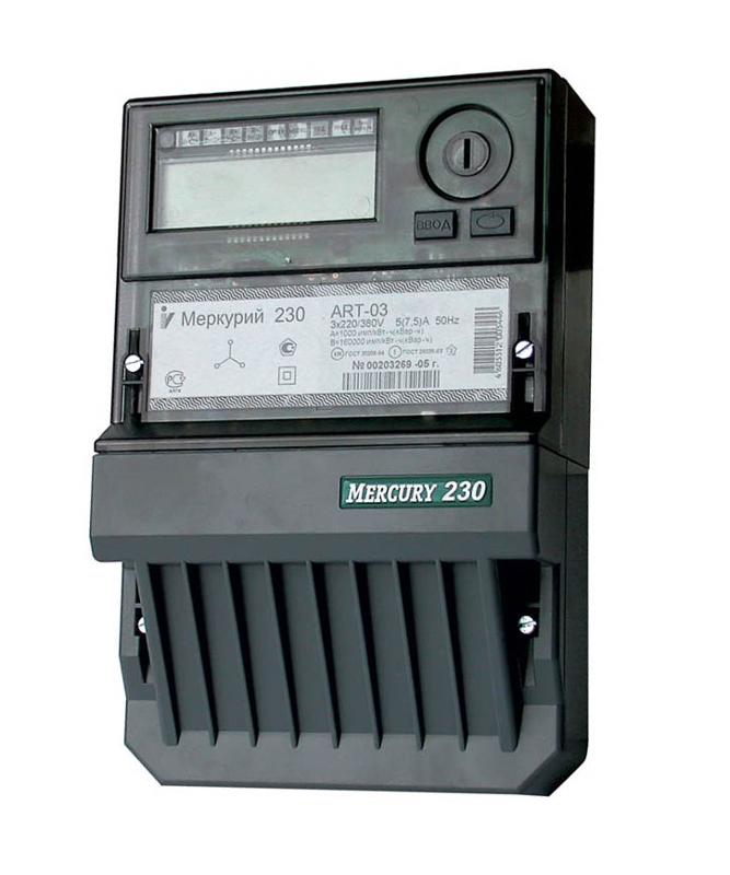 Счетчик Меркурий 230 ART-03 PQRSIDN 5-7.5А/400В (мнтар.) ЖКИ (монт. пл.)